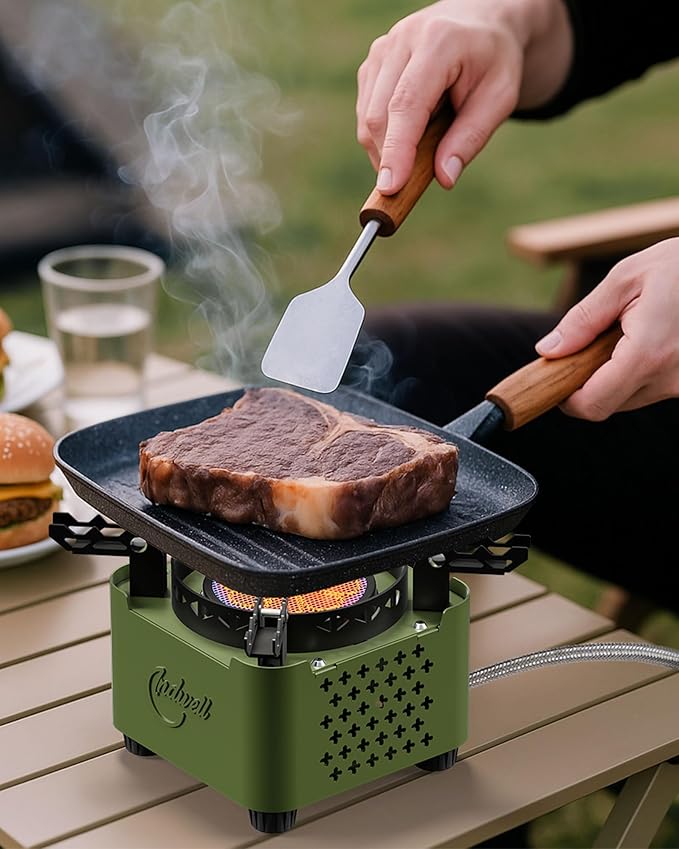 Indwell Single Burner Propane Stove, Camping Stove with Infrared Burner, Adjustable Flame Portable Camp Stoves for Emergencies, Outdoor Cooking, Hiking, Fishing, Portable with Carrying Bag