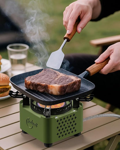 Indwell Single Burner Propane Stove, Camping Stove with Infrared Burner, Adjustable Flame Portable Camp Stoves for Emergencies, Outdoor Cooking, Hiking, Fishing, Portable with Carrying Bag