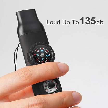 Emergency Survival Safety Whistle，Whistle for Kids with Lanyard,Compass,Thermometer,Ideal for Kayaking, Boating, Hiking, Camping, Climbing