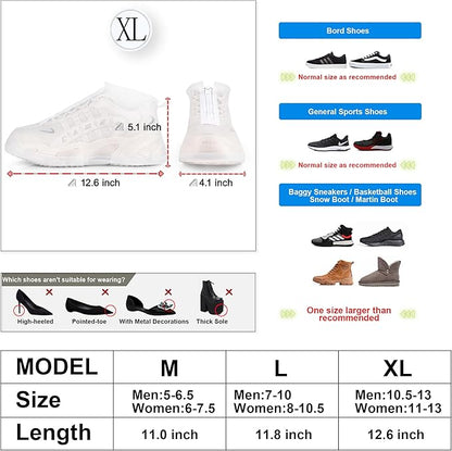 Waterproof Shoe Covers Slip-Resistant Overshoes Newly Upgraded and Latest Model for Men Women, Reusable Rain Boots for Outdoor, Cycling, Hiking, Work (Transparent, XL (Women 11-13, Men 10.5-13))