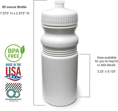 Rolling Sands 20 Ounce Sports Water Bottles 100 Pack, BPA-Free, Made in USA, Dishwasher Safe