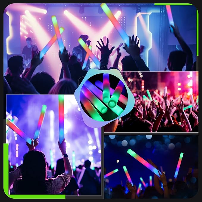 120 PCS Foam Glow Sticks with 3 Modes Colorful Flashing, LED Light Sticks, Glow in the Dark Party Suppliesfor Wedding, Raves, New Year Carnival