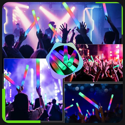 120 PCS Foam Glow Sticks with 3 Modes Colorful Flashing, LED Light Sticks, Glow in the Dark Party Suppliesfor Wedding, Raves, New Year Carnival