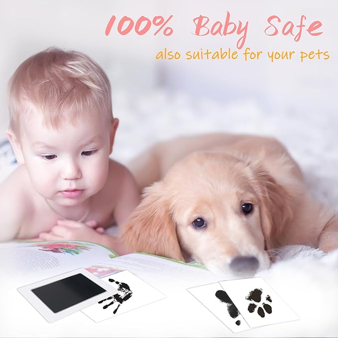 4-Pack Baby Footprint Kits,Inkless Hand and Footprint Kit,Clean Touch Baby Handprints and Footprints Kits,No Mess Ink Pad for Baby Hand and Footprints,Baby Shower Gifts for New Moms