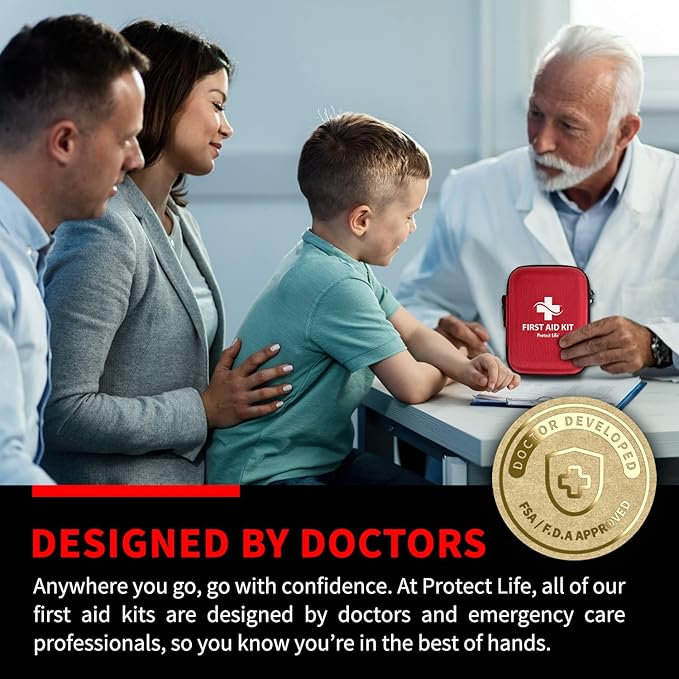 Protect Life Survival First Aid Kit for Home/Business, Camping Survival Kits | Mini Travel First Aid Kit | Camping Equipment | Small Kits for Car | Outdoor Emergency Survivals Pack - 200pcs