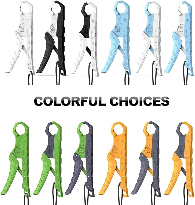 SNAIL TRAIL 7.5''/9'' Floating Fish Gripper, Fishing Grabber, Catfish Mouth Pliers, Caught Bass Holder, Digital Scale Hook Clamp, Saltwater Lip Grip Tool with Lanyard, Gifts for Men