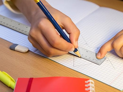 Metal Ruler with Cork Backing, 12 Inch Stainless Steel Rulers 12 Inch Metal Ruler 2 Pack- Imperial and Metric - Non-Slip Prevent Ink Leakage - for School Office Engineering Tools