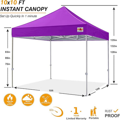 ABCCANOPY Commercial Pop Up Canopy Tent 10x10 Premium-Series, Purple