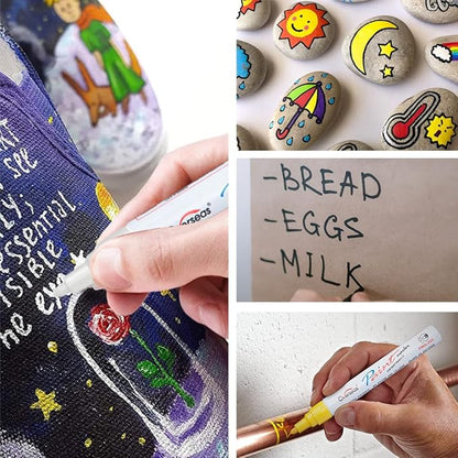 Overseas Paint Pens Paint Markers - Red Permanent Markers 8 Pack, Oil Based Waterproof Quick Dry Medium Tip Marker Pen for Metal, Wood, Fabric, Plastic, Rock, Stone, Mugs, Canvas, Glass, Art Craft