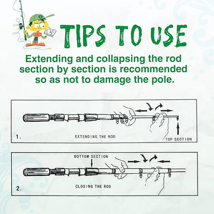 Kids Fishing Pole, Portable Telescopic Kids Fishing Poles for Boys and Girls, Fishing Rod and Reel Combo Kit with Tackle Box, and Fishing Net, Best Fishing Pole for Toddler Youth