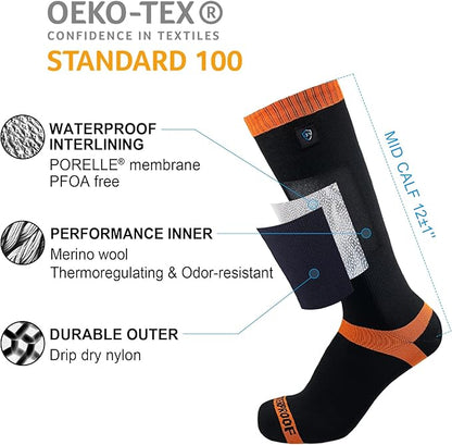 DexShell Waterproof Socks for Men & Women - Mid Calf Boot Sock, Warm for Hiking Camping in Extreme Cold Wet Weather