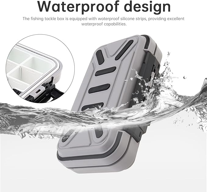 OriGlam Fishing Tackle Storage Box, Double Sided Waterproof 16 Compartments, Tackle Storage Organizer Box, Fishing Lure Box Storage Containers (Gray)