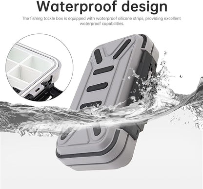 OriGlam Fishing Tackle Storage Box, Double Sided Waterproof 16 Compartments, Tackle Storage Organizer Box, Fishing Lure Box Storage Containers (Gray)