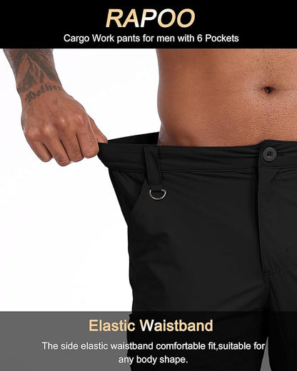 Rapoo Mens Hiking Pants Lightweight Water Resistant Breathable Nylon Cargo Pants with 6 Pockets