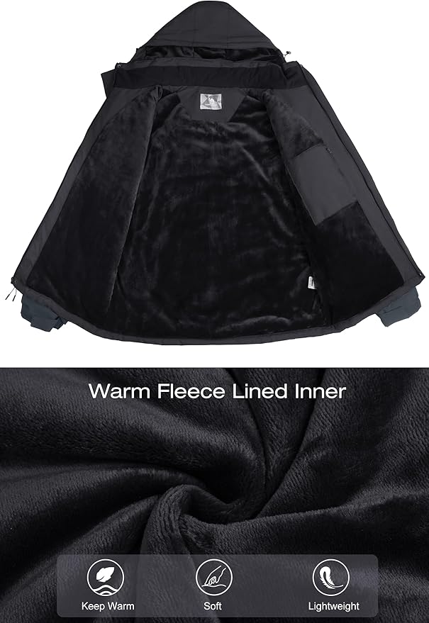 CAMELSPORTS Mens Winter Jacket Waterproof Warm Snow Ski Jackets Faux Fur Fleece Rain Coats with Removable Hood