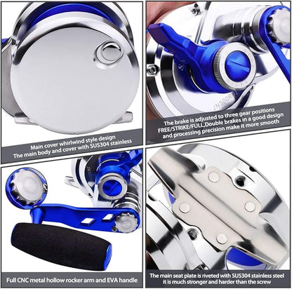 PROBEROS Conventional Reel Trolling Reels - Lever Drag Deep Sea Ocean Big Game Offshore Jigging Fishing Reels