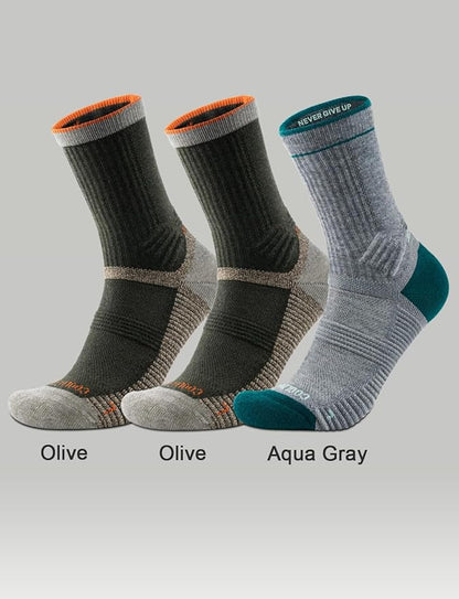 Merino Wool seamlsee Hiking Socks Moisture Wicking Anti-Blister Breathable Cushioned Compression Mens