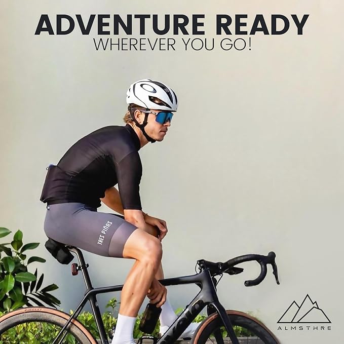 ALMSTHRE Compact Bike Saddle Bag – Midnight Black (Small) | 0.3L Bike Seat Bag (3" x 4.25" x 1.25") | Water-Resistant Ripstop, Waterproof Zipper, Internal Pocket | Durable Under Seat Storage