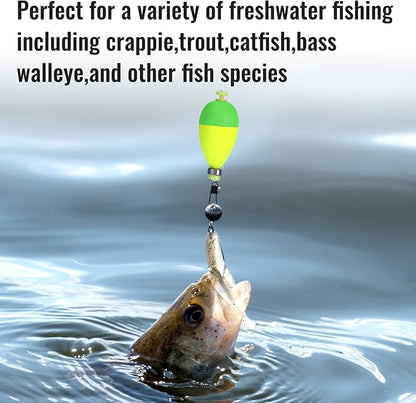 10 Pcs Weighted Bobbers for Fishing,Fishing Bobbers Floats,Button Snap-On Eva Foam Oval,Highly Sensitive Fluorescent Paint for Crappie Panfish Bluegill Trout