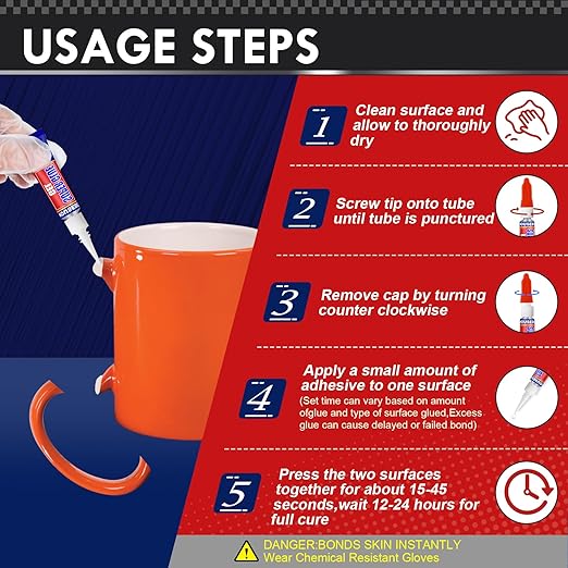 12 x 3g Super Glue Gel, Fast Strong Adhesive, Strong Cyanoacrylate (CA) Glue for Plastic, Metal, Ceramic, Leather, Wood, DIY Crafts and More – Quick Dry, Thick Formula, All-Purpose Instant Bond