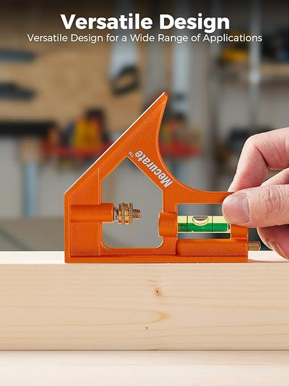 Mecurate 7-Inch Rafter Square and 12-Inch Combination Square Set, Precise Measuring, Easy-to-Read, Durable Carpenter and Combo Tools for Woodworking, Metalworking, Cutting Guidance & DIY Projects