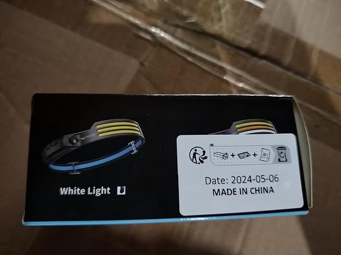 Smiling Shark LED Headlamps, 230°Wide Angle 3*Multi-Color Light Strips 2 Packs Head Lamp Rechargeable with Motion Sensor Waterproof Headlight for Camping Hiking Outdoor, Head-Lamp-LED-Hat-Light