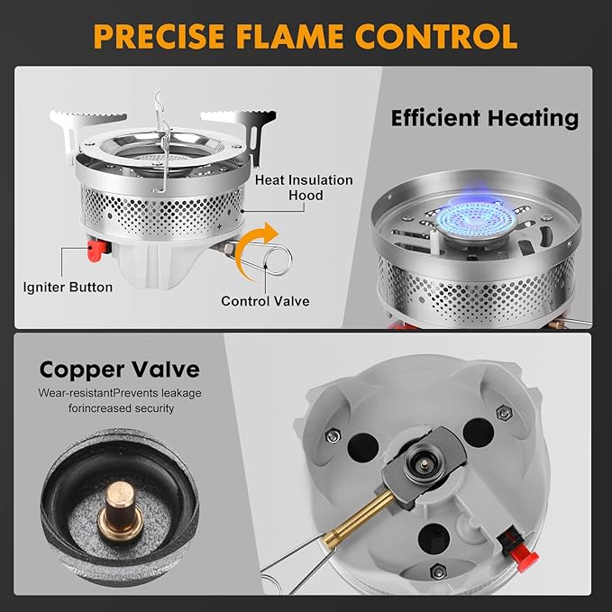 Gen Camping Stove Cooking System | Portable Camping Backpacking Jet Burner | Fast and Safe Hiking Stove