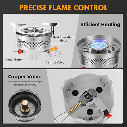 Gen Camping Stove Cooking System | Portable Camping Backpacking Jet Burner | Fast and Safe Hiking Stove