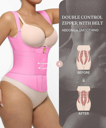 FeelinGirl Waist Trainer for Women Tummy Control Waist Cincher Belt Workout Body Shaper Vest with Adjustable Shoulder Strap
