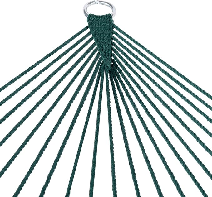 Lazy Daze Hammocks 10.5 FT Double 2 Person Caribbean Rope Hammock, Hand Woven Polyester Hammock with Spreader Bars, for Outside Outdoor Backyard Patio Poolside, 450 LBS Capacity, Green