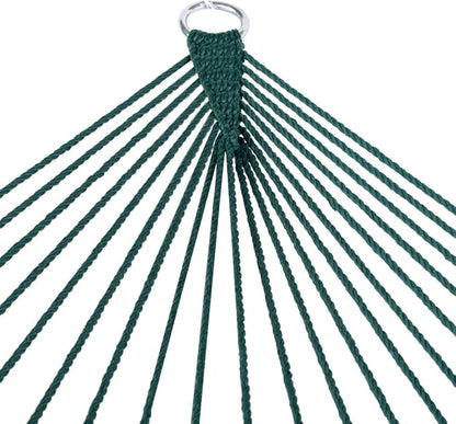 Lazy Daze Hammocks 10.5 FT Double 2 Person Caribbean Rope Hammock, Hand Woven Polyester Hammock with Spreader Bars, for Outside Outdoor Backyard Patio Poolside, 450 LBS Capacity, Green