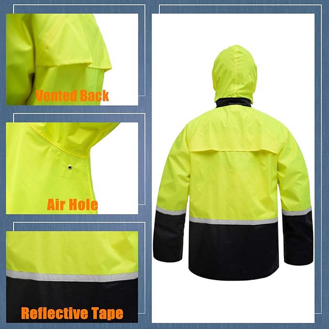 RainRider Waterproof Breathable Suits for Men - Durable Oxford Rain Jacket Coat With Pants