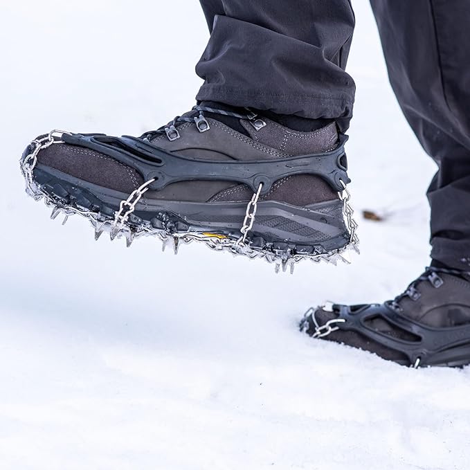 TRIWONDER Crampons for Boots Shoes Traction Ice Cleats Snow Grips Anti Slip Stainless Steel Micro Spikes for Hiking Fishing Walking Climbing Jogging Mountaineering
