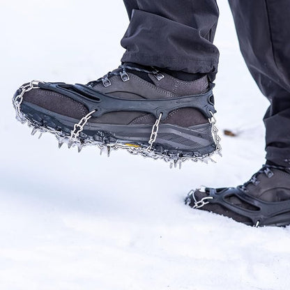 TRIWONDER Crampons for Boots Shoes Traction Ice Cleats Snow Grips Anti Slip Stainless Steel Micro Spikes for Hiking Fishing Walking Climbing Jogging Mountaineering