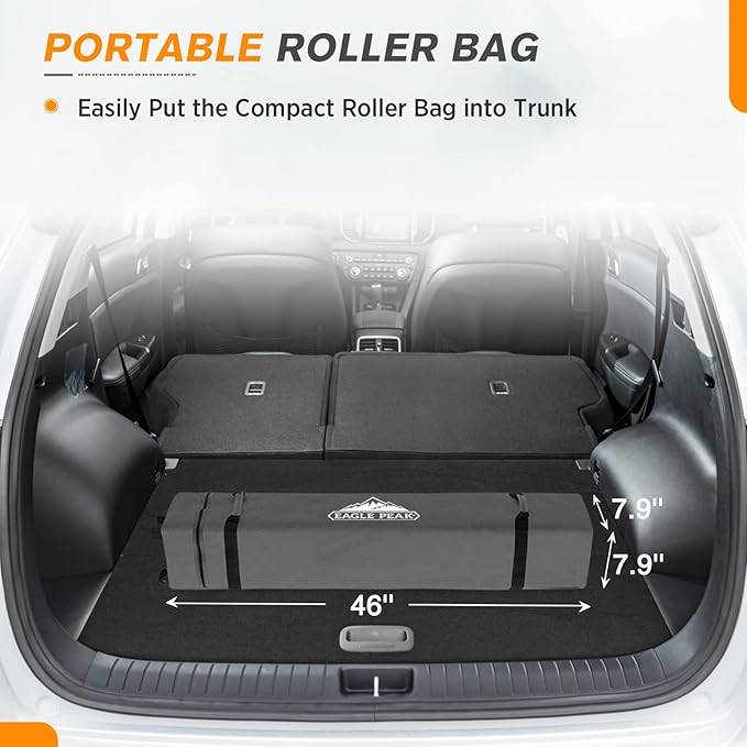 EAGLE PEAK Pop Up Canopy Tent with Wheeled Carry Bag, 8 Stakes, 4 Ropes, Easy Set Up Tent Canopy, 6.6x6.6 ft, White