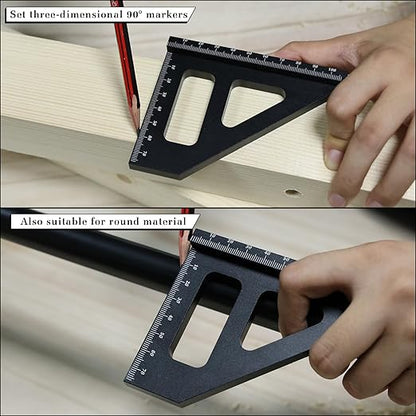 Woodworking Square Ruler, Multi-Angle Measuring Ruler,45/90 Degree Aluminum Alloy Drawing Line, Miter Triangle Ruler, High Precision Layout Measuring Tool for Engineers, Carpenters, and Craftsmen
