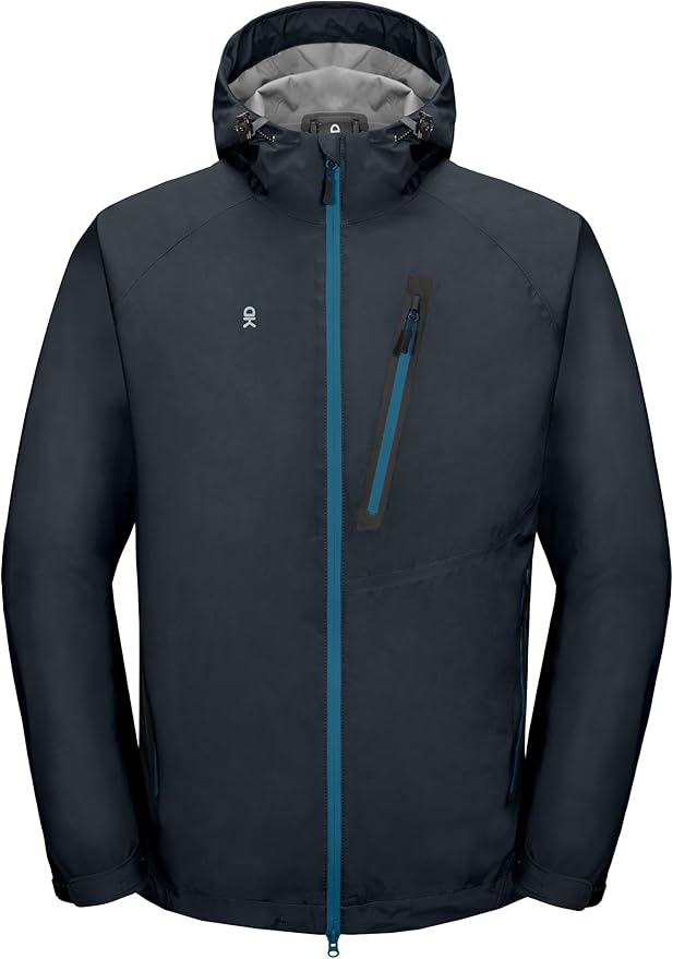 Little Donkey Andy Men's Waterproof Rain Jacket Outdoor Lightweight Rain Shell Coat for Hiking,Golf,Travel
