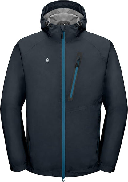 Little Donkey Andy Men's Waterproof Rain Jacket Outdoor Lightweight Rain Shell Coat for Hiking,Golf,Travel