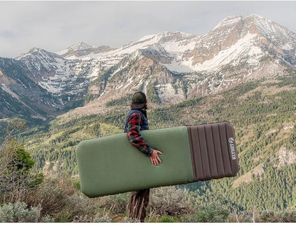 Klymit Klymaloft Lofted Hiking and Backpacking Air Bed, Inflatable Sleeping Pad for Camping with Memory Foam,Green