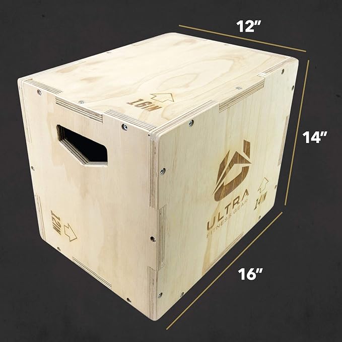 Ultra Fitness Gear Wooden Plyo Box, 31 Plyometric Jump Training Squat, Step Up, Jumps & More Workout Size S, M, L, XL