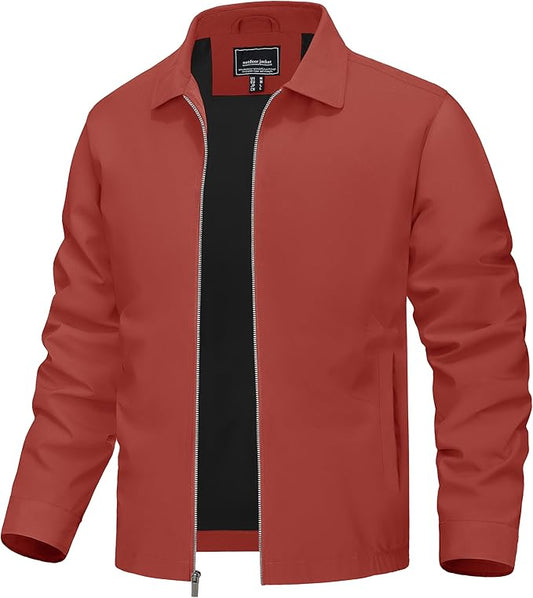 TACVASEN Mens Lightweight Windbreaker Full Zip Up Laydown Collar Jackets Light Casual Coat with Zip Pockets