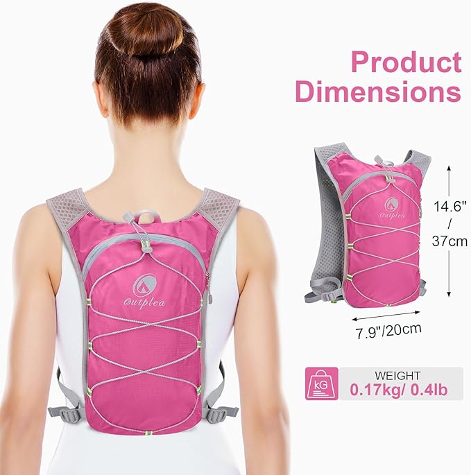 Small Lightweight Hydration Backpack with 2L Water Bladder for Race, Lightweight Running Water Vest for Hiking