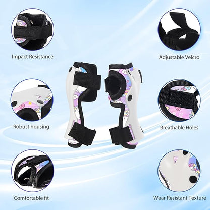 Skateboard Pads Kids/Youth/Adult Shield Elbow Pads and Wrist Guards Protective Gear,Strong Double Straps&Adjustable Easy-Fix Clips for Skateboarding,Rollerblading,ScooterRoller,Skating,Bicycle