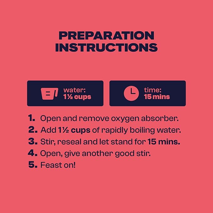 BIGHORN Mountain Food Spicy Mexican Birria and Rice - contains 4 packs | 8 servings | 140g Protein | 1,960 Calories - premium freeze dried meals for backpacking food - dehydrated camping food for backpacking meal - just add water - great taste