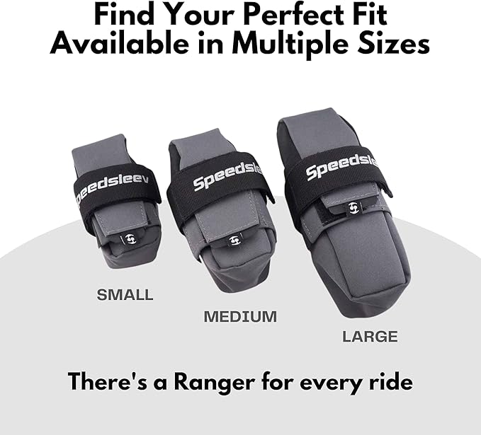 SpeedSleev Ranger 2.0 Medium Bike Saddle Bag – Waterproof Under Seat Pack for MTB, Gravel & Plus Tire Bikes – Lightweight, Rattle-Free Tool Storage – Fits Most Dropper Posts – Grey