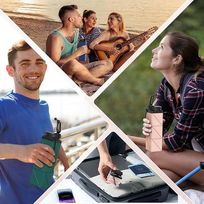 Collapsible Water Bottles 20.6oz Foldable Water Bottle BPA Free Reusable Lightweight LeakProof Travel Silicone Water Bottles for Travel Gym Hiking Camping (Upgrade Light Pink)