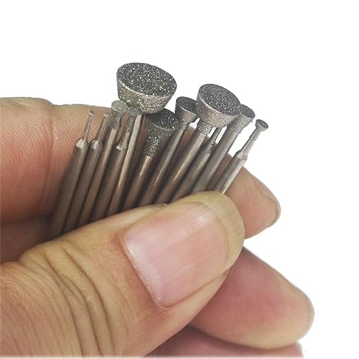 𝐋𝐮𝐨 𝐤𝐞 10 Pcs Inverted Trapezoidal Shape Diamond Burr - 3/32'' Shank Diamond Burs Stone Carving Bits for Rotary Tools