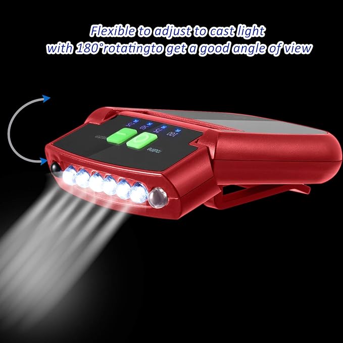 Mudder LED Clip on Cap Lights USB Rechargeable Cap Flashlight Clip Waterproof Ultra Bright Hat Flashlight Headlamp for Fishing Camping Hand Work