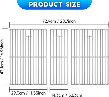 3Pack Stainless Steel Cooking Grates for Nexgrill Replacement Parts 720-0882A Evolution Infrared Plus 5-Burner, Stainless Steel Gas Grills Grates Replacement Parts, Solid Rod Grill Cooking Grids