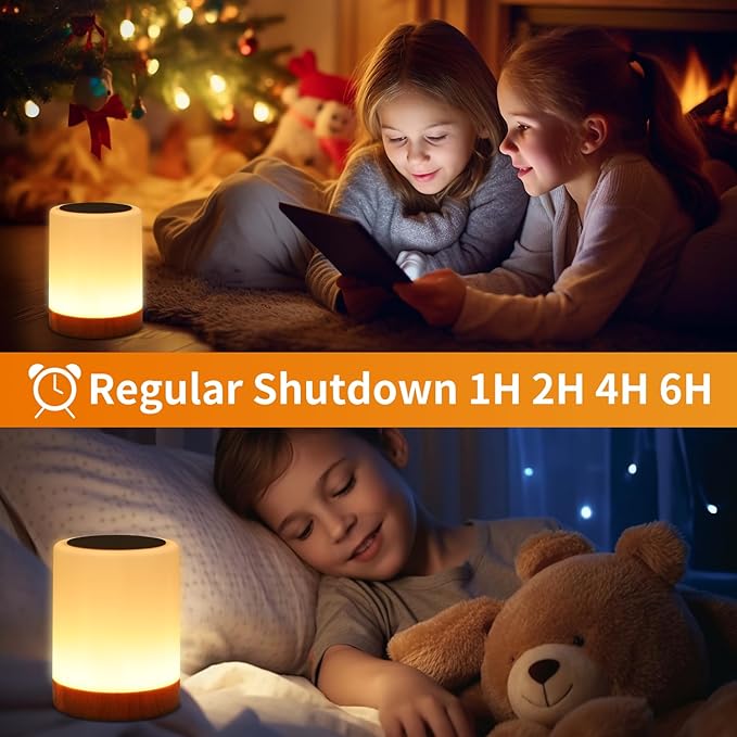 OORUN Touch Bedside Table Lamp,13 RGB Colors & 5 Brightness, USB Rechargeable Desk Lamp, Remote Control Dimmable Light with RGB Color Changing,Portable Lamp for Baby (2 Pack Brown)